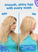 Before and after comparison of hair with K18 Damage Shield shampoo and conditioner.